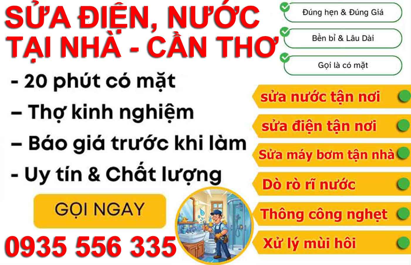Dịch vụ sửa chữa điện nước tại nhà Cần Thơ – Nhanh chóng, Uy tín, Giá rẻ